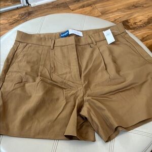 Tan High-Waisted Shorts